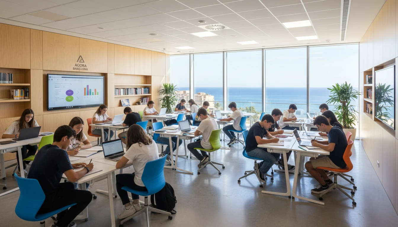 Students in an Agora classroom